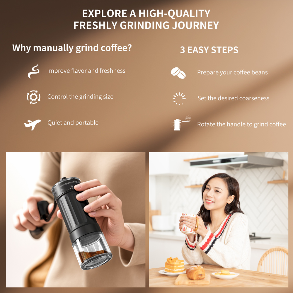 Zewnętrzny regulowany stożkowy – Burr Hand Grinder recenzja i cena